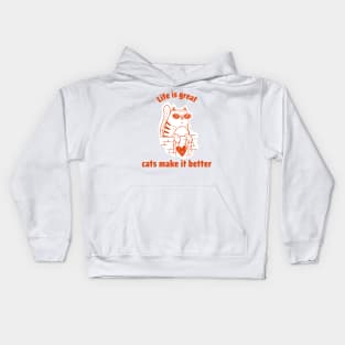 Life is great with cats Kids Hoodie